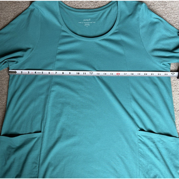 J Jill PURE JILL Two Pocket Knit Tunic Top XL 100% Cotton 3/4 Sleeves Teal Blue - Picture 8 of 9